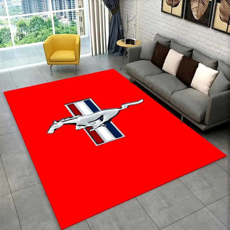 Retro M-Mustang Racing Car Non-Slip Area Rug for Living Room,Bedroom,Playroom,Soft Carpet Floor Mat Home Decor Rug  Room