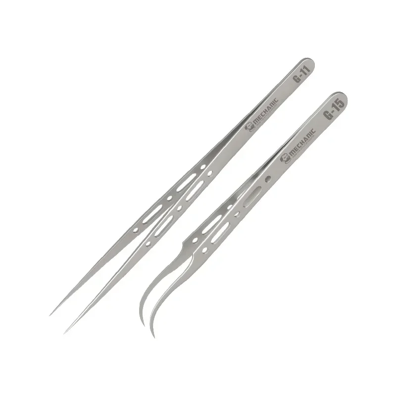 MECHANIC G-11/15 Antimagnetische Pinzette, präzise Pinzette mit ultrafeiner Spitze zum Springen, Drahtklemmung, IC, SMD-Handy-Reparatur