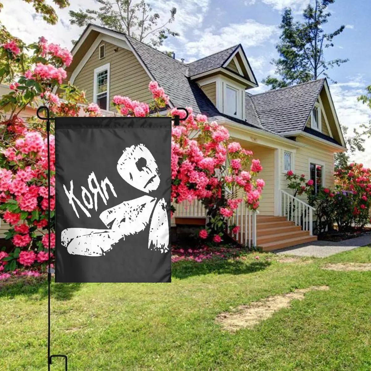 Custom Korns Alternative Metal Rock Band Garden Flag Double Sided Outside Yard Flags 12x18 Inch for Outdoor Decor