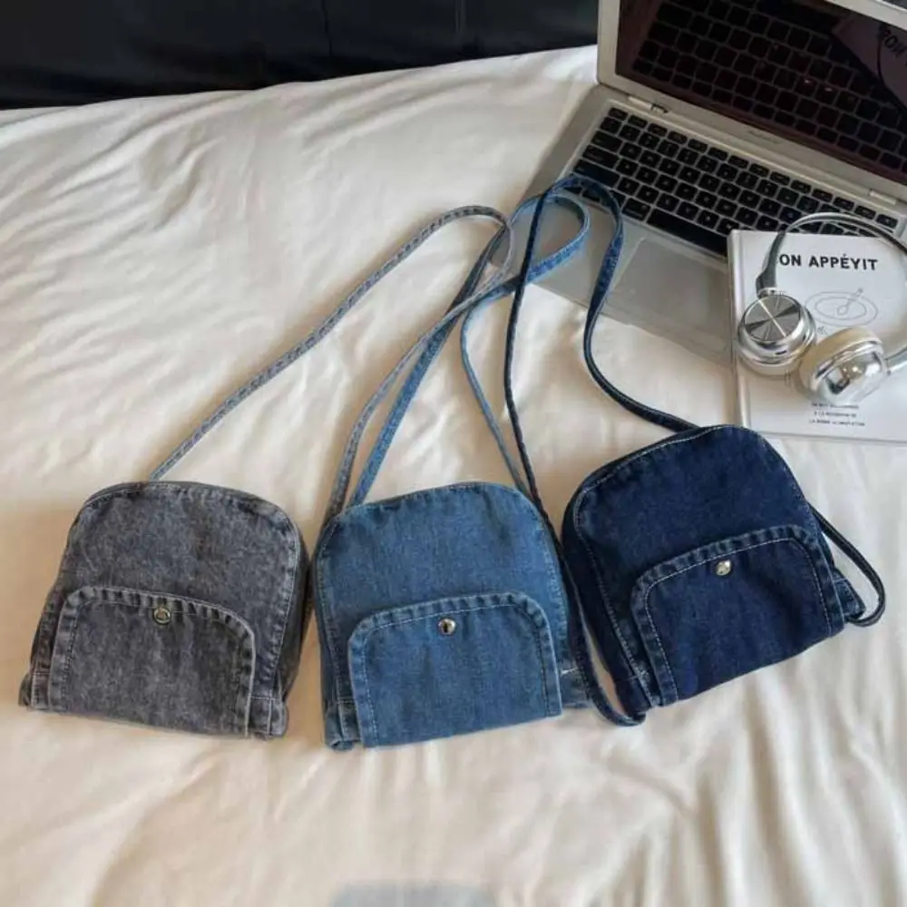 シンプルな Y2K デニムキャンバスバッグストリートスタイル大容量ヴィンテージハンドバッグ無地ショッピングバッグソリッドクロスボディバッグ女性&男性