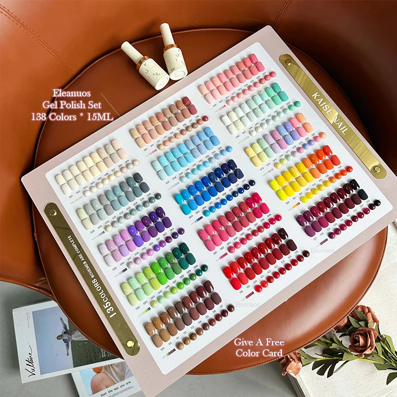 Eleanuos شعبية هلام 135 لون مجموعة كبيرة مختلطة شبه دائمة اللون لامعة بلون مسمار الغراء الأشعة فوق البنفسجية التمهيدي مشبعة مسمار متجر
