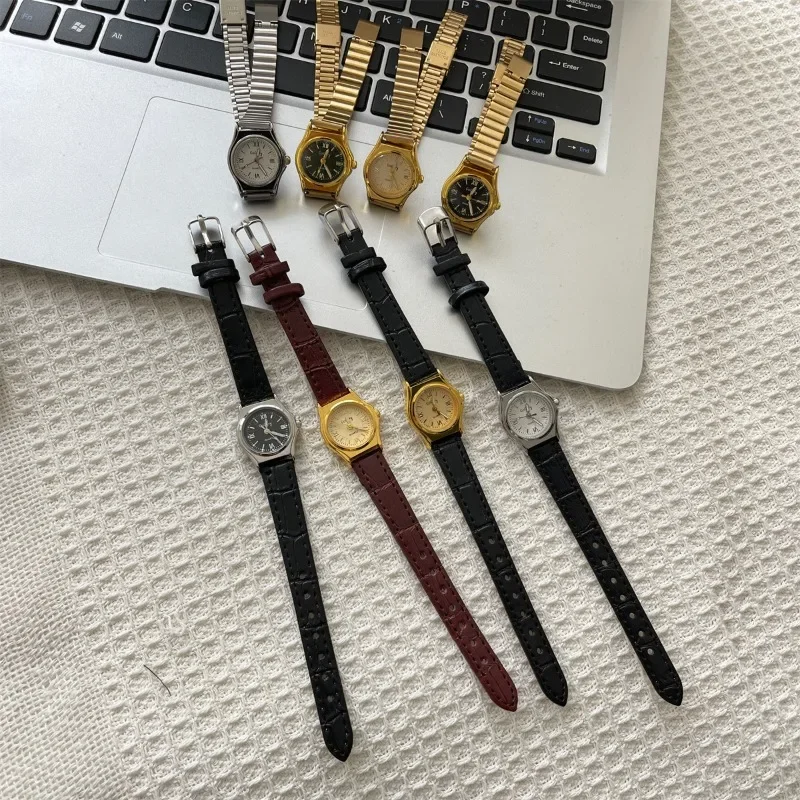 Dames quartzhorloges Luxe ovale klok Vintage zwart bruin lederen band FashionLadies polshorloge Relogio Feminino