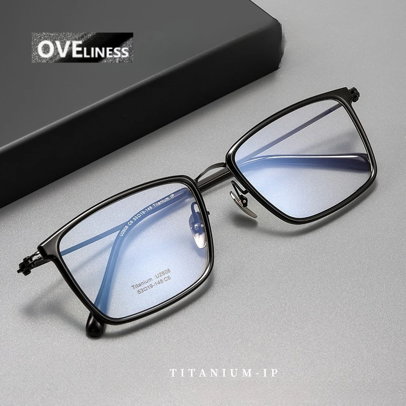 

Denmark Brand Acetate Pure Titanium Ultralight Eyeglasses frames Men women Screwless glasses Frame Business square Eyewear