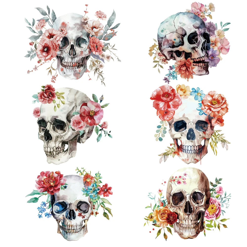 

Flower skull hot stamping sticker Clothing color design Hot pressing DIY material Ironing hot transfer sticker pattern sticker