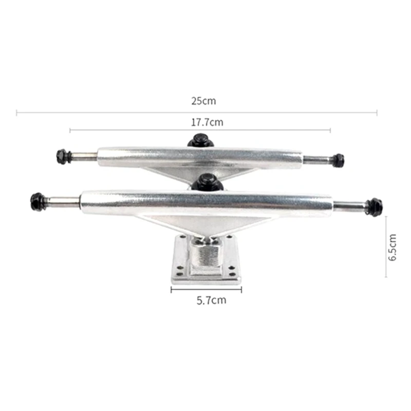 2 Stuks Dubbeldeks Longboard Truck 7 Inch Skateboard Stand Zilver Aluminium Vrachtwagen Zwaartekracht Casting Technologie