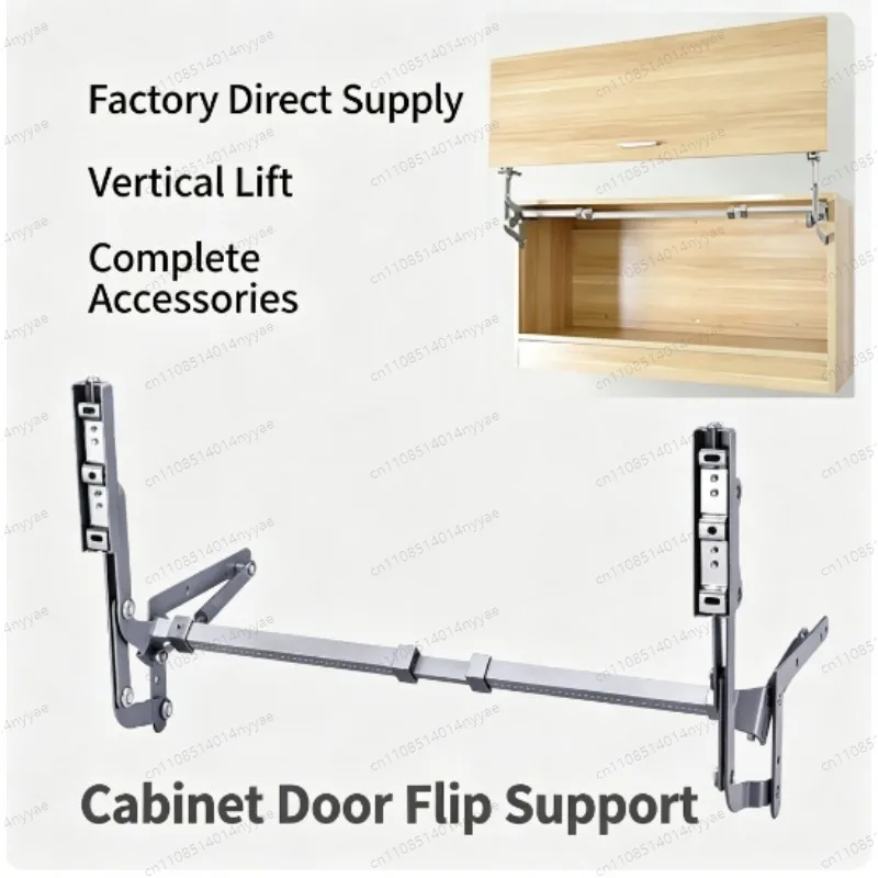 1 set Folding Lift Desk Bracket, Cabinet Door Hinge, Flat Slide Support for Cabinets with Lift Buffer Pneumatic Rod Holder, Suit