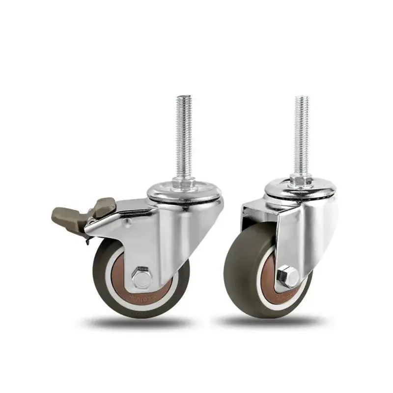 

4 шт./лот, 4 дюйма, с резьбой M12 * 45/60 мм, тяжелое универсальное колесо для мебели/бесшумное резиновое колесо для мебели с тормозом