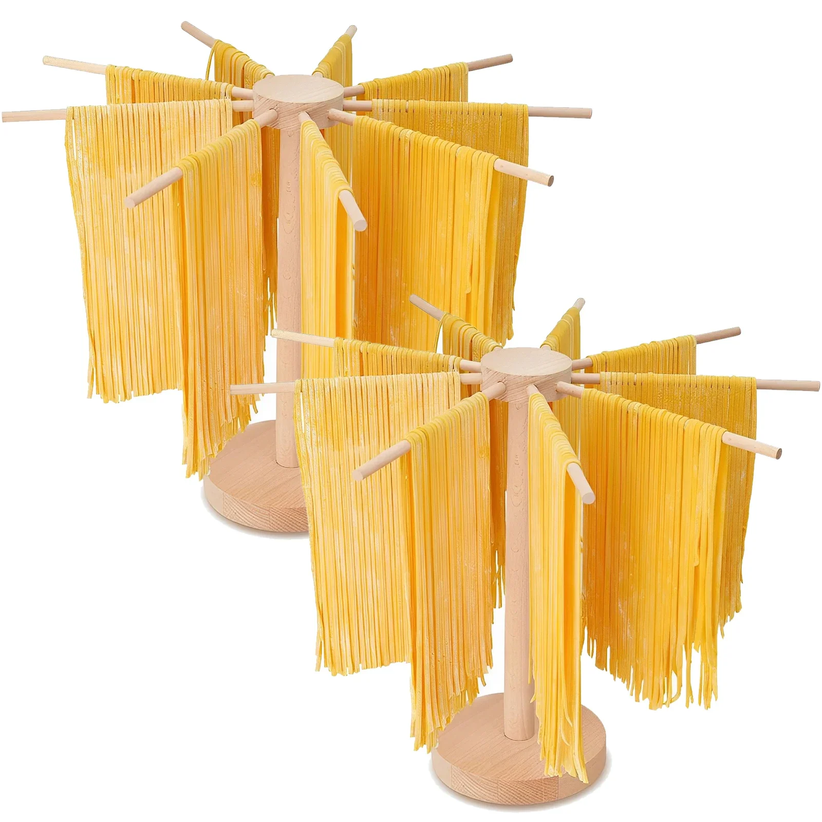 

2Pcs Pasta Drying Rack Wooden Noodle Dryer Rack with 9 Bars Detachable Household Spaghetti Drying Hanger Pasta Drying Stand