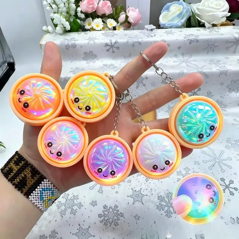 Kawaii Iridescent Glitter Soup Bun Keychain Hard Cartoon Portable Bun Pendant