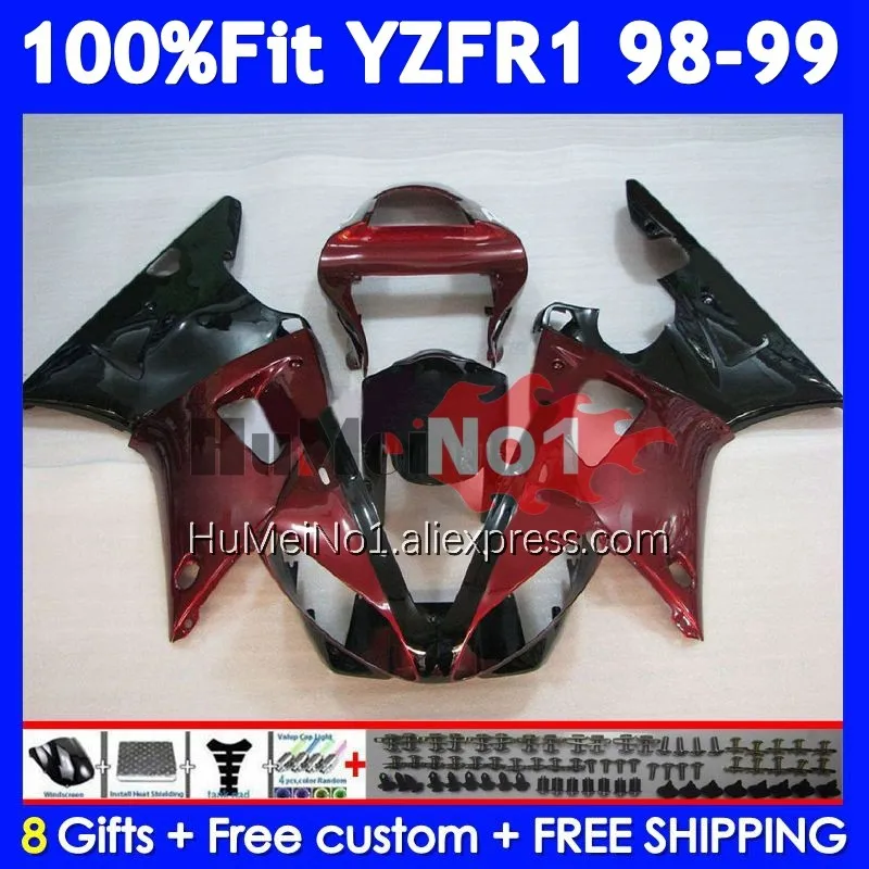 

Injection Body For YAMAHA YZF R 1 1000 CC Wine red YZF R1 YZF1000 363No.39 YZFR1 98 99 YZF-1000 YZF-R1 1998 1999 OEM Fairing
