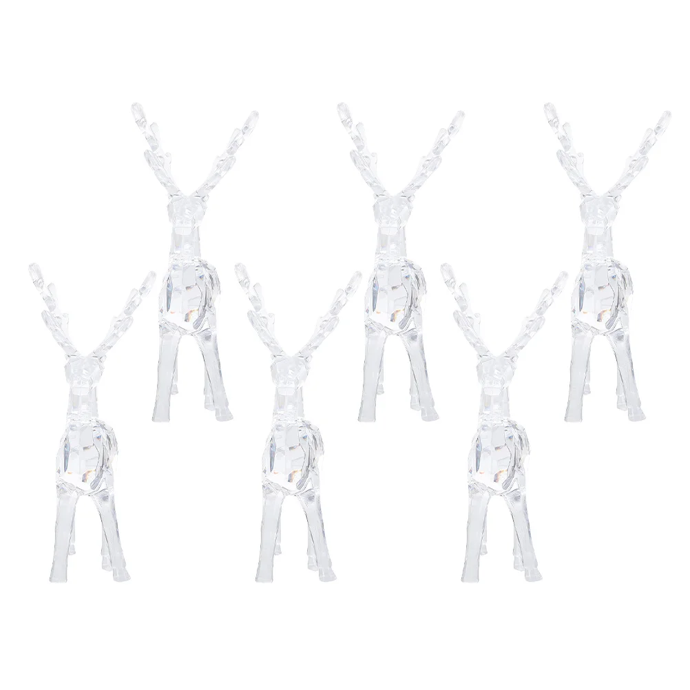 

6Pcs Clear Reindeer Ornaments Transparent Acrylic DIY Decorations Hanging Desktop Holiday Tabletop Reindeer Decor Christmas