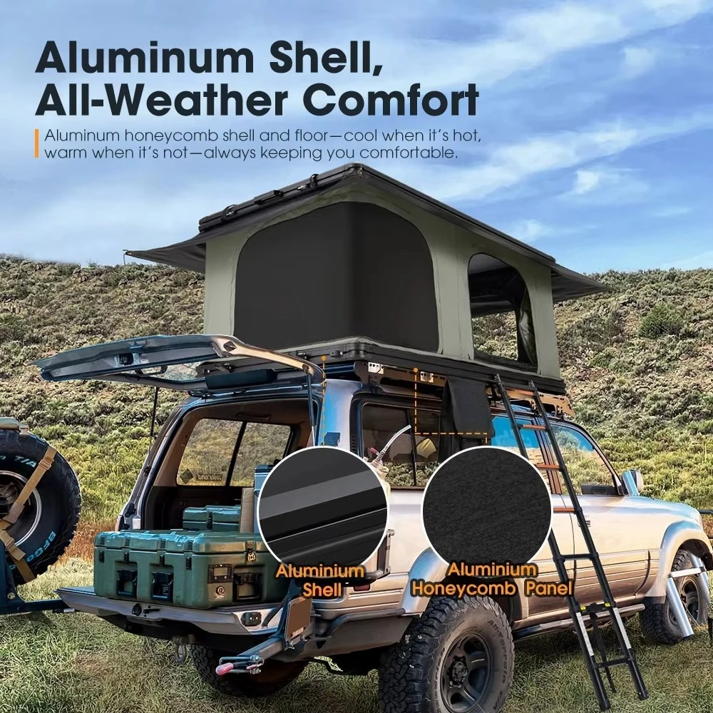 Quick Setup Ultra-Thin Light Weight Rooftop Tent Aluminum Camping Car Roof Tent Hard Shell Roof Top Tent for Car