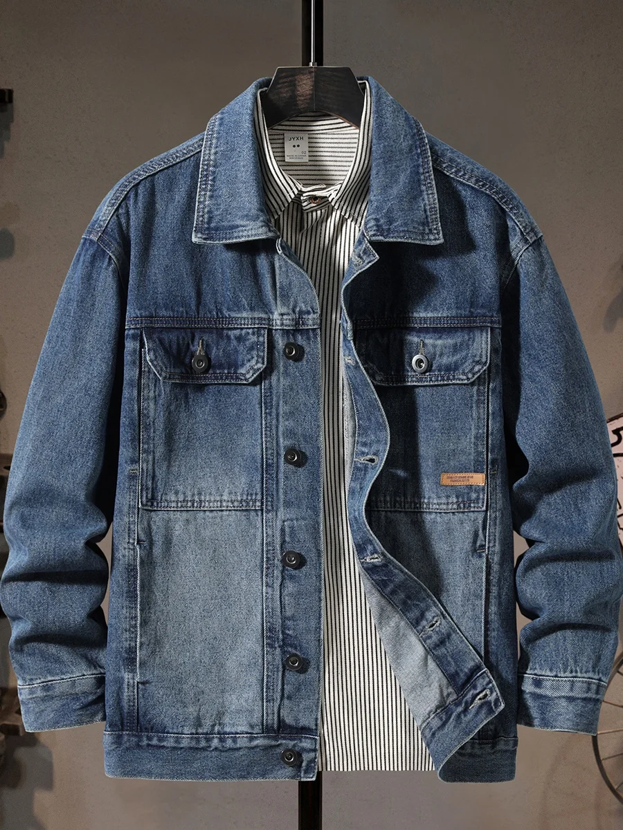 

Loose American Sle Men's Denim Jaet Casual Leisure Top Coat Spring Autumn New Sle Loose Workwear Jaet for Men