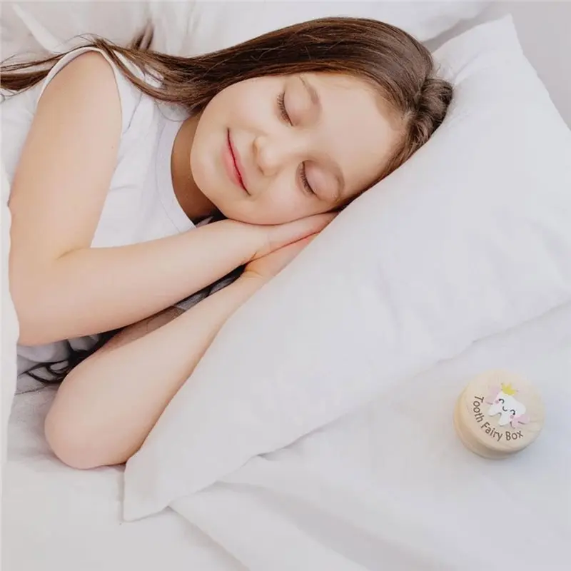 ABJA-Wooden Carved For Girls' Tooth Fairy Box, Cute 3D Tooth Inside For Storing Lost Teeth, For Kids' Souvenir Dropped