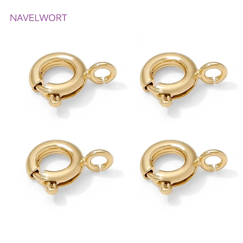 9mm 14K Gold Plated Brass Spring Ring Clasp Connectors,Locks For Jewelry,Clasps For Necklaces,DIY Jewelry Making Accessories
