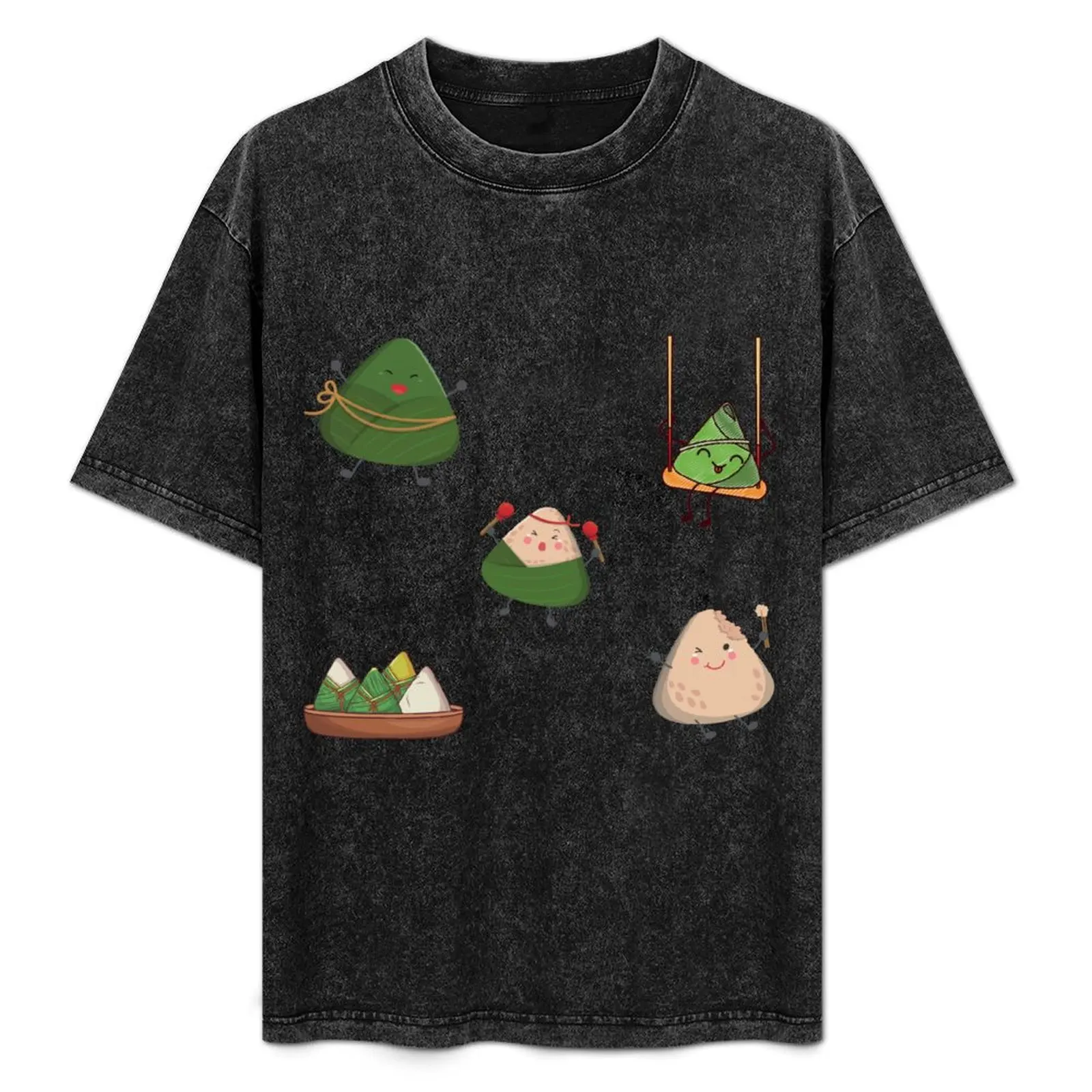 

zongzisticker pack T-Shirt Simple Solid Color Crew Neck Tee