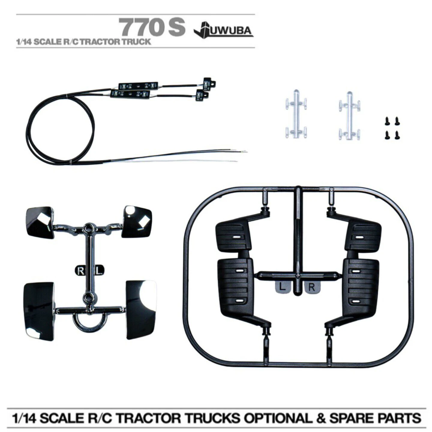 770S RC Truck With Lights Rearview Mirror With LED Lamp for 1/14 Tamiya RC Truck Tractor Scania 770S Car Diy Upgrade Parts Toy
