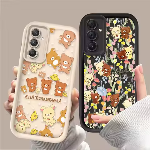 Lovely Bear R-Rilakkuma Cartoon Phone Case For Samsung Galaxy A14 A15 S21 S22 S23 S24 S25 FE Plus Ultra A25 A35 A52 A53 A54 A55