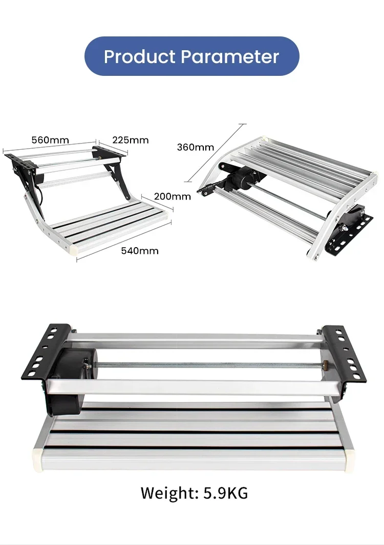 Échelles latérales pour caravane, véhicule de camping, trois étapes invisibles, camping-car avec aluminium, charge 200kg