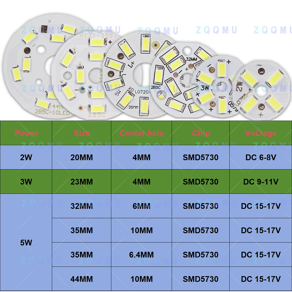 10PCS SMD5730 LED Chip Board 2W 3W 5W PCB Light Source Panel For Table Camping DIY Mini Chandelier Bulb Repair Module Parts