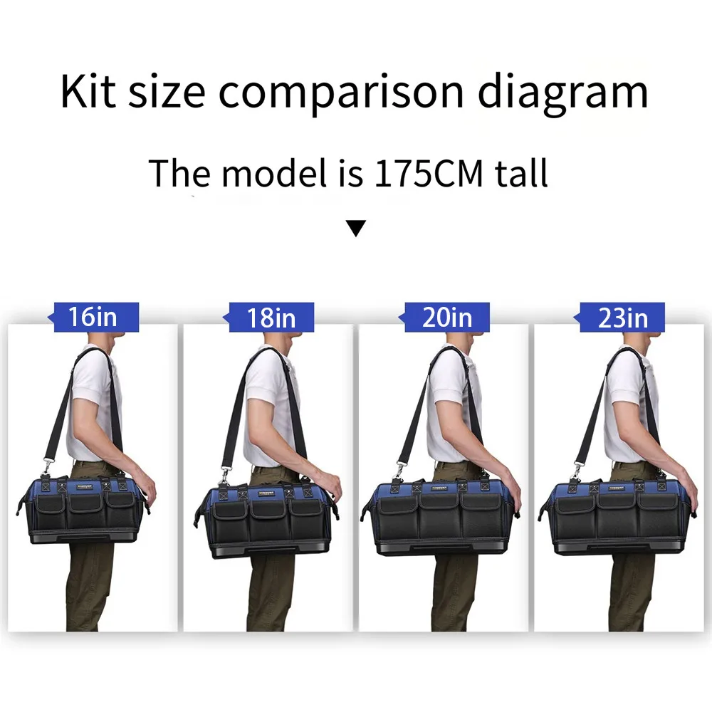 Imagem -06 - Bolsa de Ferramentas Grande Multifuncional com Vários Bolsos Organizador Resistente Bolsa de Ferramentas à Prova Dágua Anti-queda Bolsa de Armazenamento