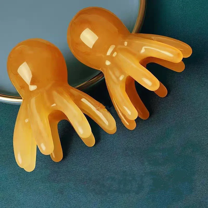 Resin Octopus Shaped Head Massage Combs Prong Head SPA Gua Sha Deep Massage Tools Fatigue Relief Meridian Acupoint Combs