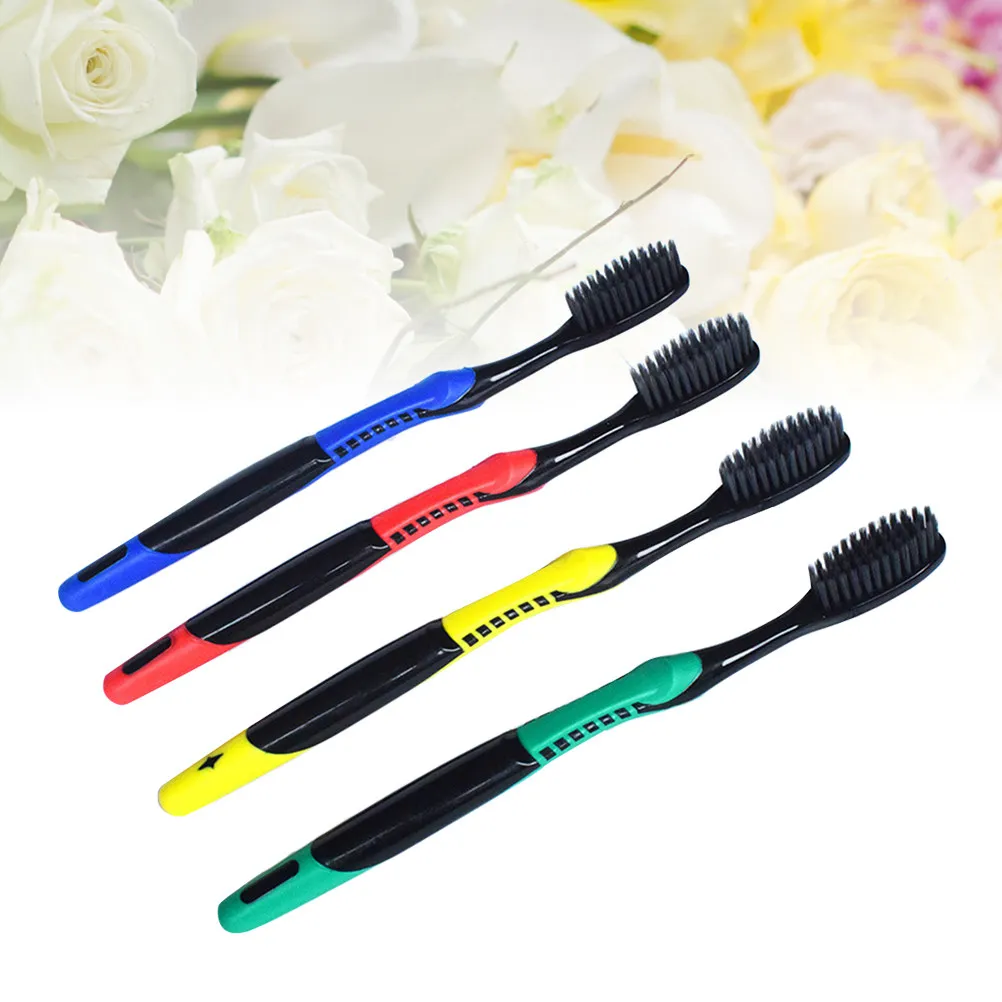 8Pcs Soft Bamboo Charcoal Toothbrush PP Handle Toothbrush for Home Travel Effective Plaque Removal PP Tooth Brush