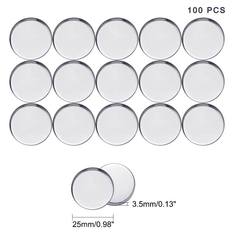 100 pc Iron Cabochon Settings Flat Round Platinum Tray: 25mm 26x3.5mm