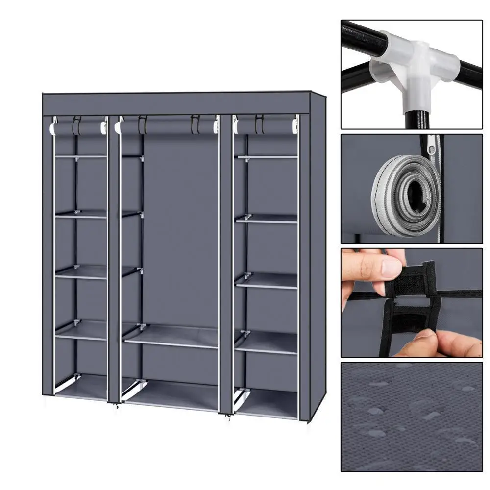 New Design Portable Closet Wardrobe Clothes Rack Storage Organizer Shelf Durable