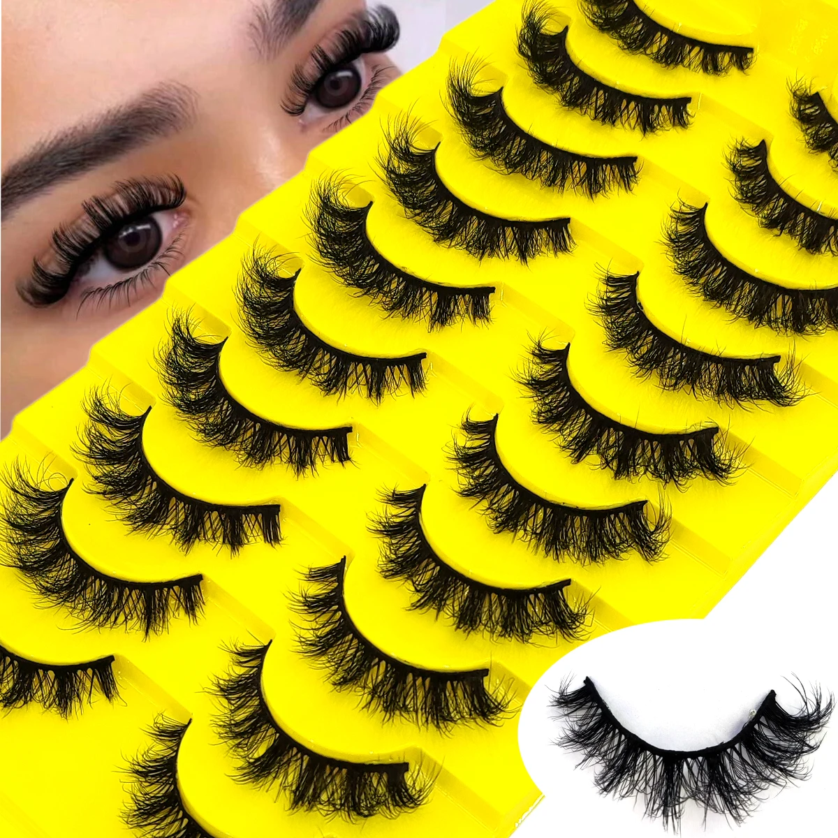 Neue 10 Paar künstliche Nerzwimpern, 3D-dramatische falsche Wimpern, handgefertigte, flauschige Wimpern, natürliches Wimpernverlängerungs-Make-up