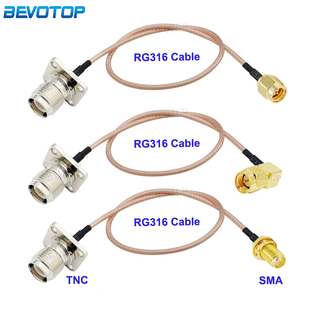 1PCS RG316 Cable 4-Hole Panel Mount RP TNC Female to SMA Male / Female Connector 50Ohm RG-316 RF Coaxial Extension Cord Jumper