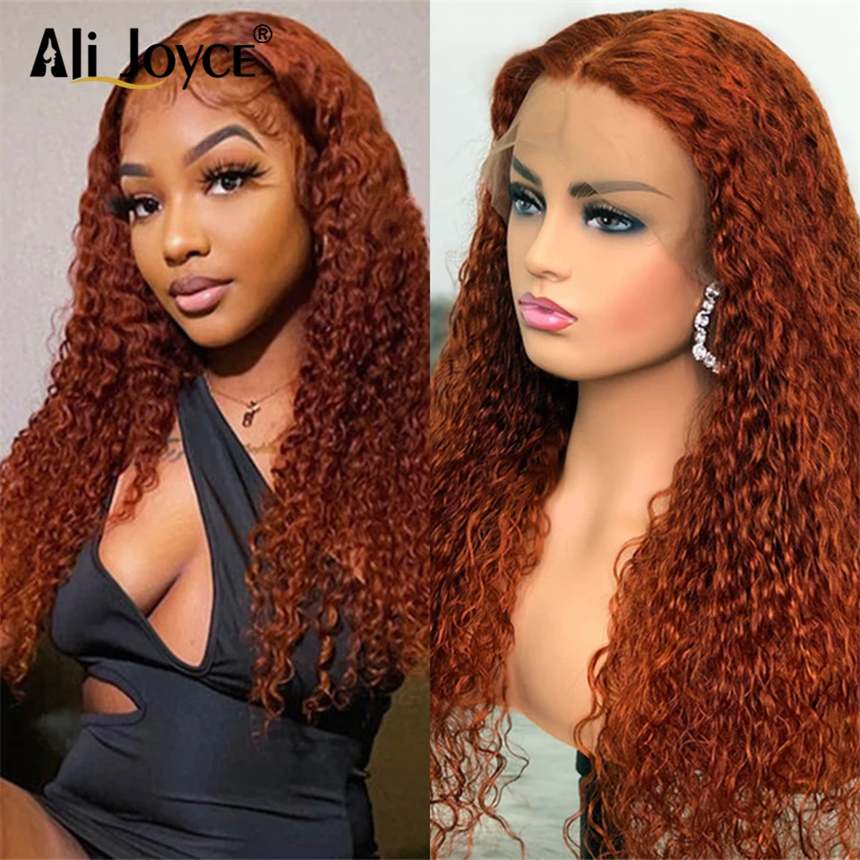 

Ginger Orange Curly 13×4 Lace Front Wigs for Black Women Colored Curly Human Hair Wig Preplucked Brazilian 180 Density Remy Hair