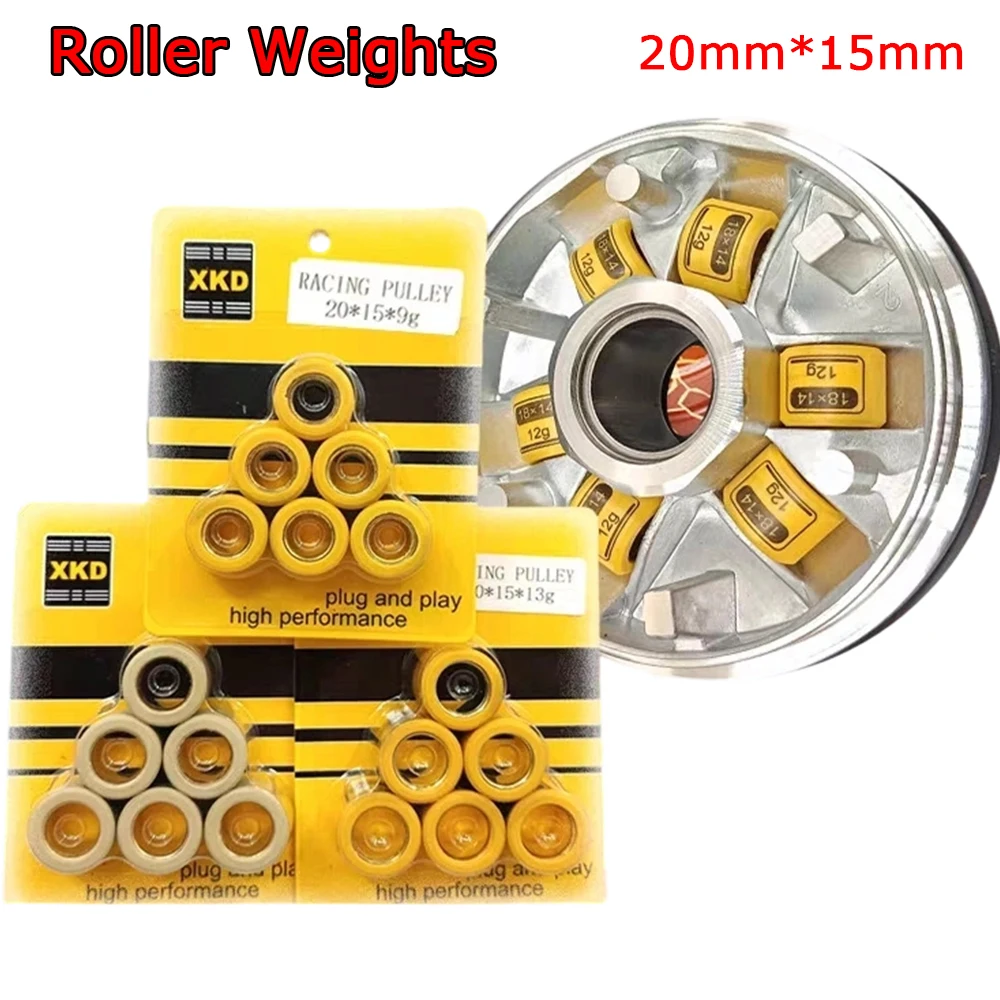 6 Stück 20*15 Variator-Rollengewichte 7-20g Racing CVT Riemenscheibenrollen für Honda CH125 WH125 Peugeot Suzuki Roller TWH Modifikation