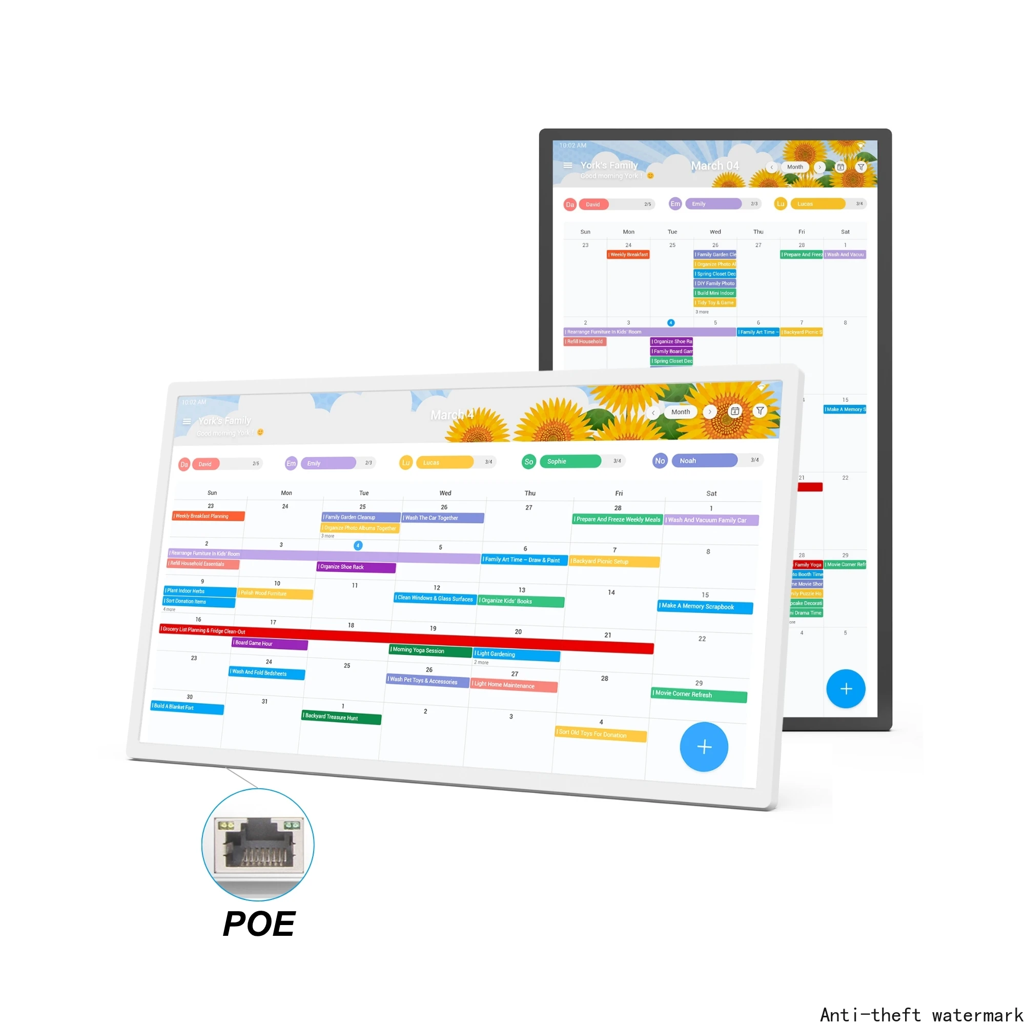 2025 Digital Calendar Family Planner,32-inch Touchscreen Wall-Mounted Android 14 System RK3576S, 4+32GB Optional PoE LCD Display