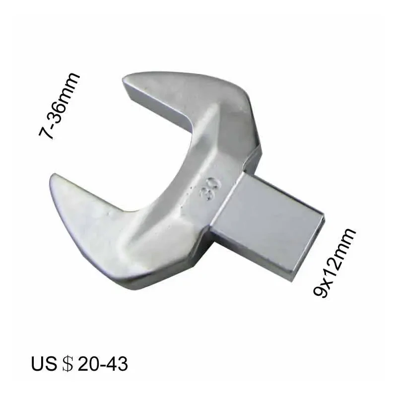 Taiwan manufacturing Interchangeable torque wrench head 9x12mm open ended insert tools 7-36mm fork wrench head