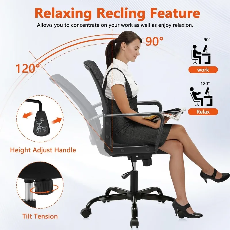 CLATINA Ergonomic Rolling Mesh Desk Chair with Executive Lumbar Support and Adjustable Swivel Design for Home Office Computer