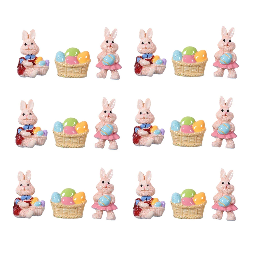 

18 Pcs Easter Ornaments Egg Small Decor DIY Prop Statue Resin Bunny Fish Tank Accessories