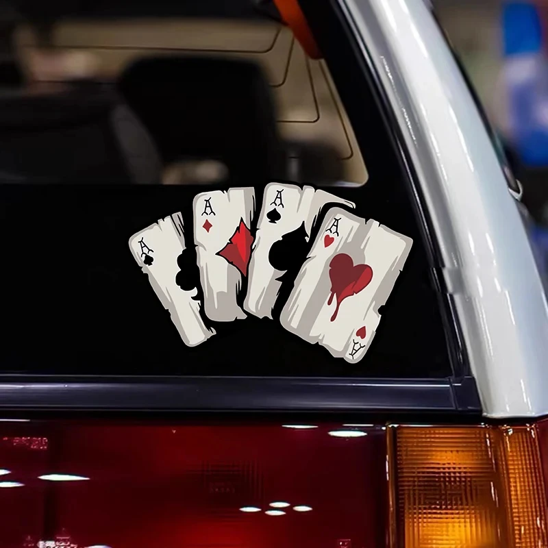 Poker Spades A Pattern Motorcycle Decals Motocross Fuel Tank Cafe Racer Body Car Windows Funny Decoration Playing Card Stickers