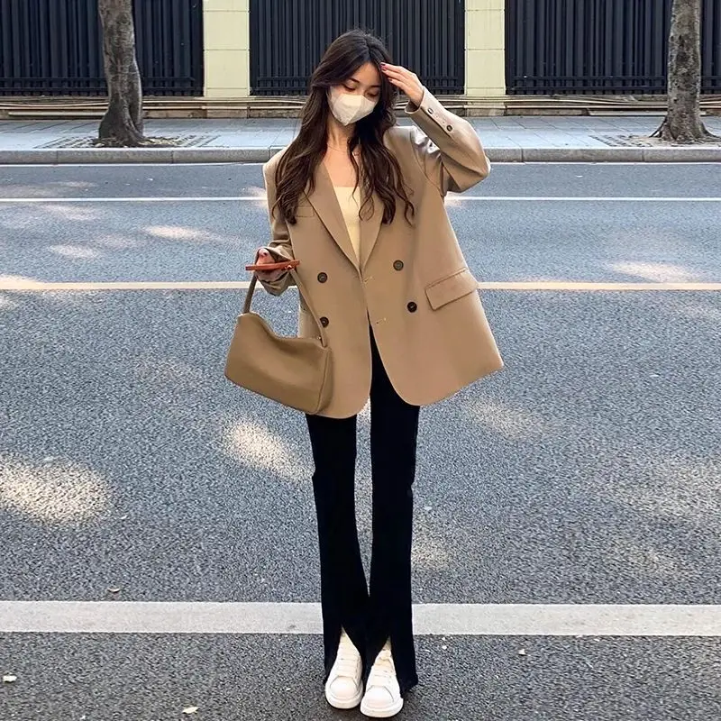 Korean Chic Blazer Women Clothing Black Suit Office Ladies Jacket Long Sleeve Buttons Coats Luxury Brands Tops Blazer New