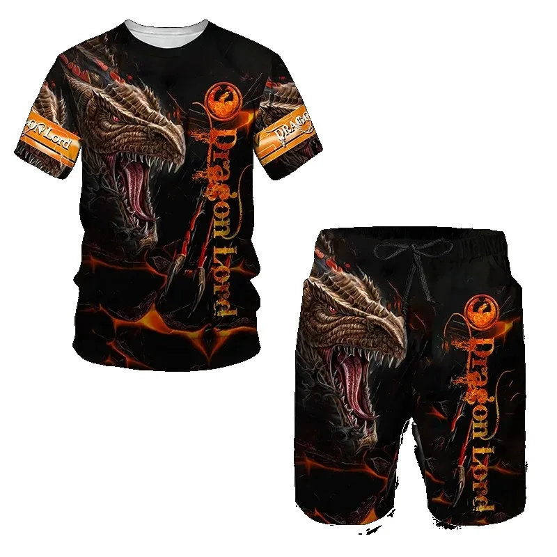 2025 Fashion Street Beer 3D Printed Sportswear Two Piece Sportswear New Summer Men's Short Sleeved T-shirt Set