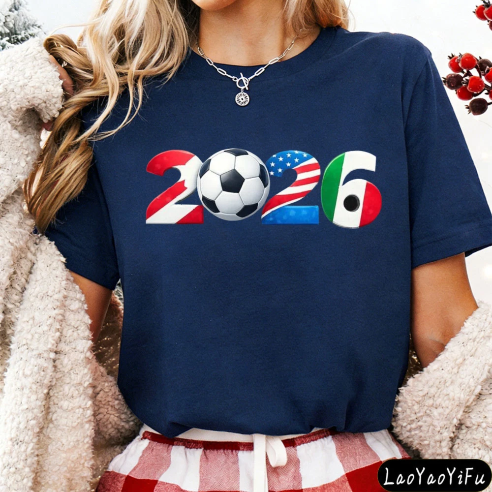 Trendy 3 Nations Flag 2026 Soccer Graphic TShirt Modern and Trendy Men Women Cotton Shirt Soccer Watch Party Casual Comfort Wear