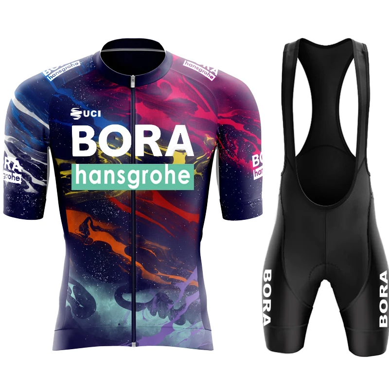 Men Mtb UCI BORA Men\'s Clothing Summer Cycling 2024 Bicycle Road Bike Uniform Male Bib Clothes Man Jersey Set Laser Cut Blouse