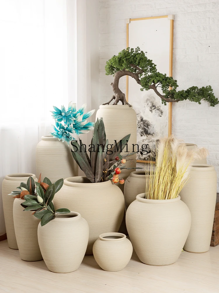 

CL Ceramic Floor Vase Modern Simple Dried Flower Ceramic Jar Living Room Flower Arrangement Hotel Outdoor Decoration Ornament