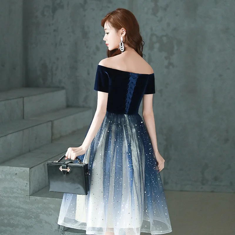 2026 Summer Women's New High Quality Luxury Black Glitter Host Performance One Shoulder Banquet Slimming Evening Dress