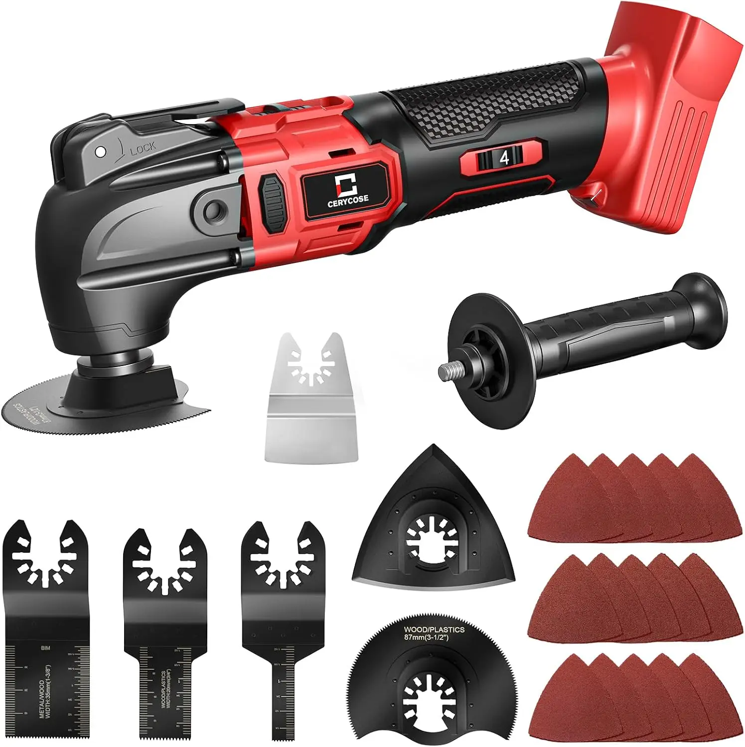 Herramienta oscilante inalámbrica Compatible con batería Milwaukee de 18V, herramienta de Motor sin escobillas con mango auxiliar, Multi oscilante