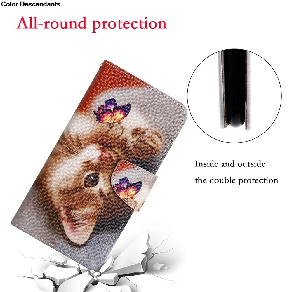 Wallet Phone Book Case for Funda VIVO Y33S Y21S Y12S Y20i Y15 Y12 Y17 Y11 Y20 Cases Cute Girl Cat Flip Leather Cover Card Holder