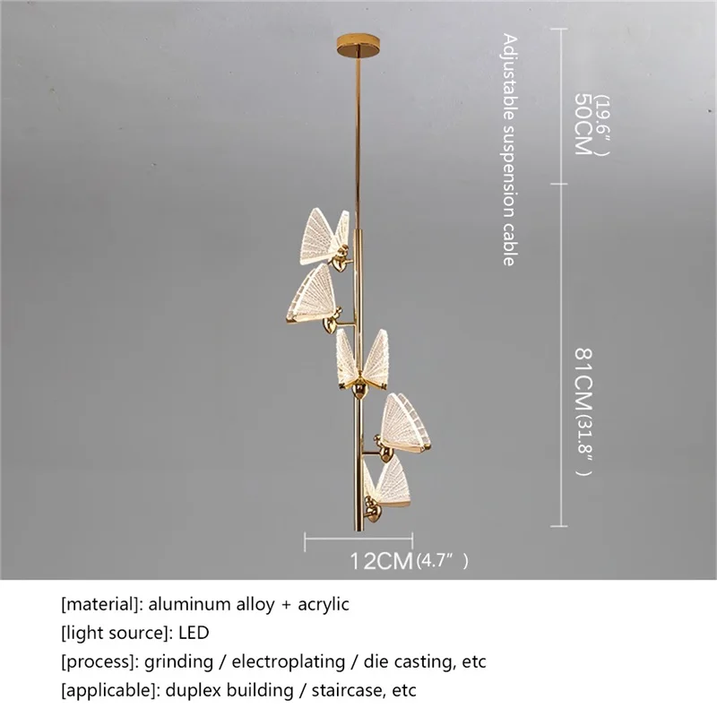 DEBBY-LED Butterfly Pendant Lights, Nordic Chandelier Lâmpadas, Home Fixtures, Luxury Home Decoração