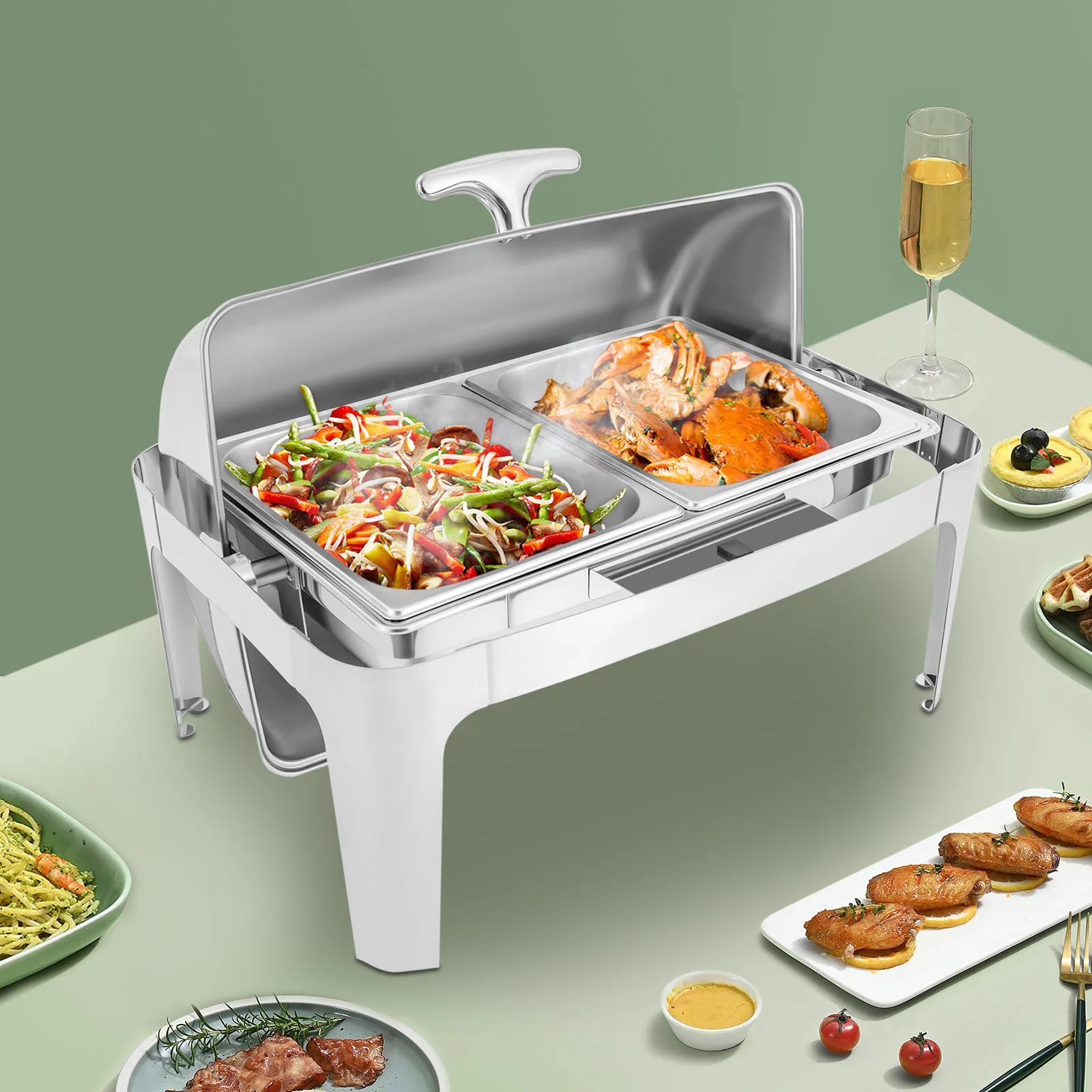 9.54QT Stainless Steel Chafer Chafing Dish Set Catering Food Warmer High-Quality