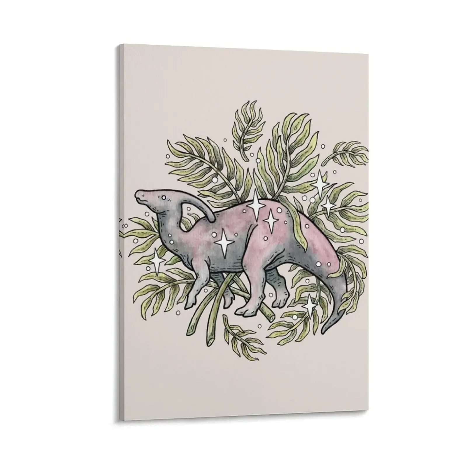 

Parasaurolophus & Palms Dinosaur Botanical Art Canvas Painting Decoration for bedroom Wall posters anime posters