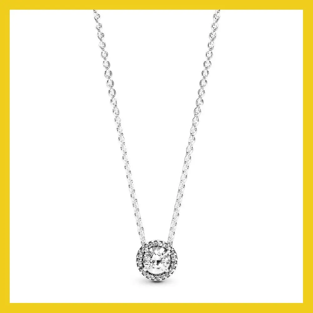 

Hot 925 Sterling Silver Bright Round Necklace Fit Original For Women Exquisite Jewelry Gifts